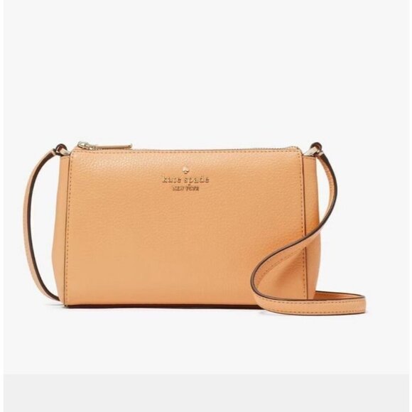 NWT Authentic Kate Spade New York Leila Mini Top Zip Crossbody Orange Cream - Picture 1 of 7